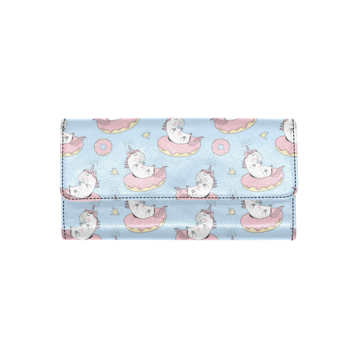 Donut Unicorn Pattern Print Design DN014 Women's Trifold Wallet