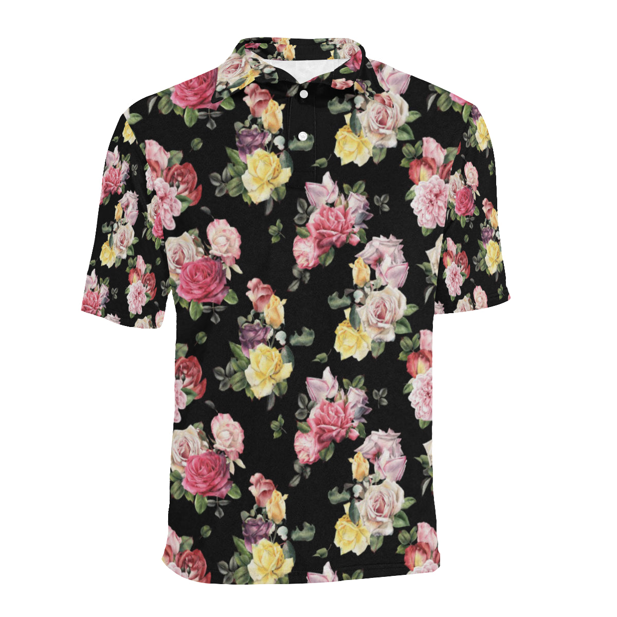 Rose Pattern Print Design RO010 Men Polo Shirt