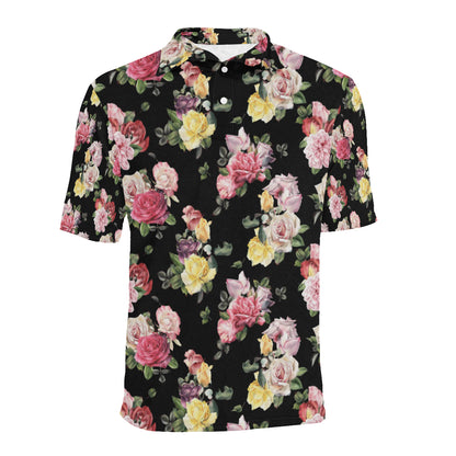 Rose Pattern Print Design RO010 Men Polo Shirt