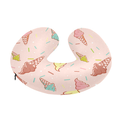 Ice Cream Pattern Print Design 02 U-Shaped Travel Neck Pillow