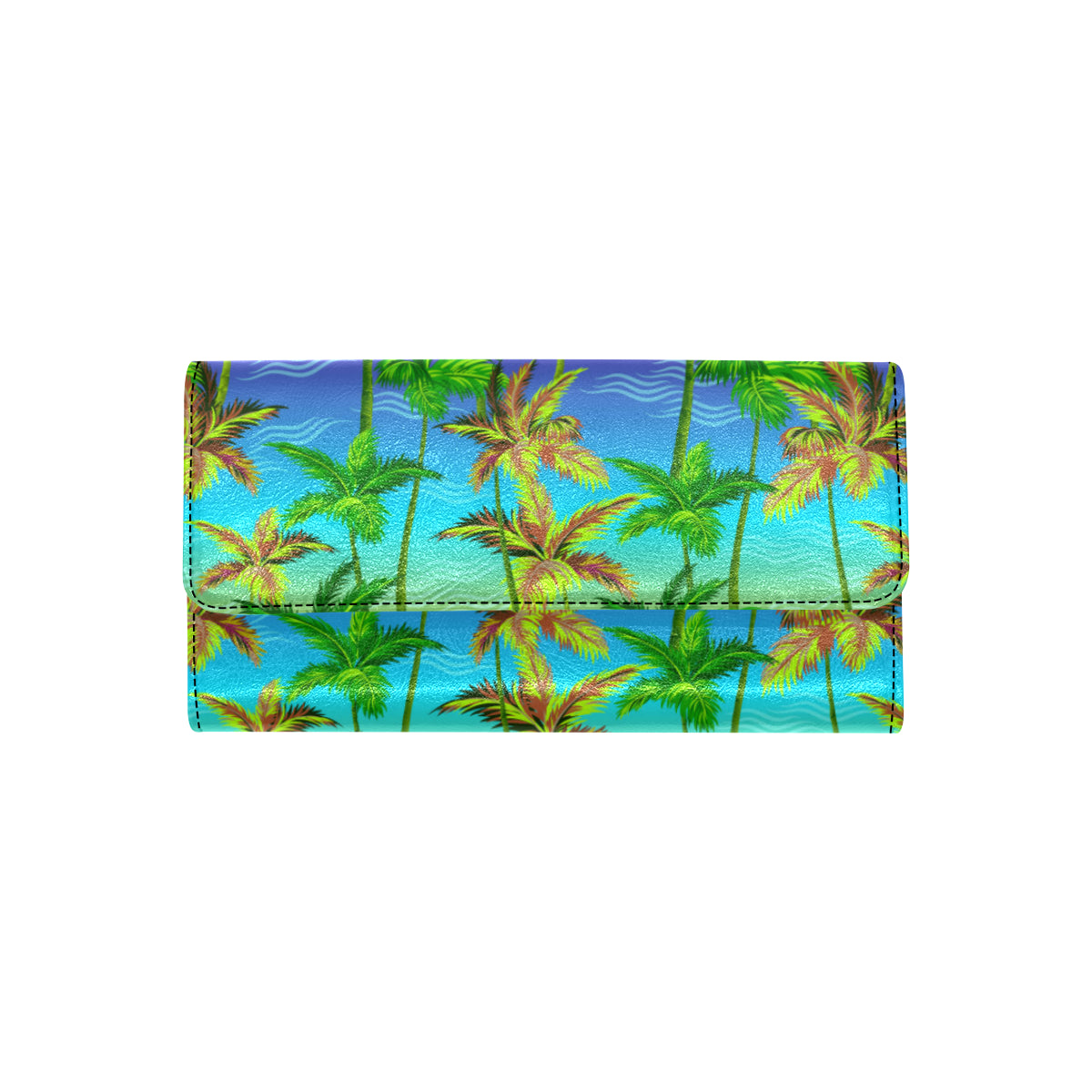 Palm Tree Rainbow Pattern Women's Trifold Wallet