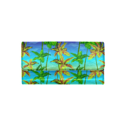 Palm Tree Rainbow Pattern Women's Trifold Wallet