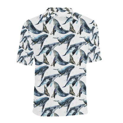 Blue Whale Pattern Print Design 03 Men Polo Shirt