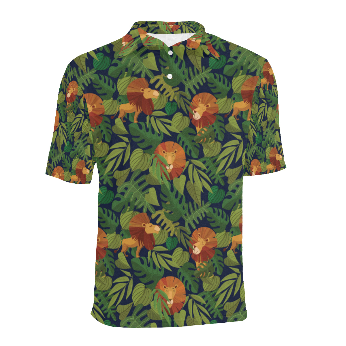 Lion Jungle Pattern Print Design 05 Men Polo Shirt