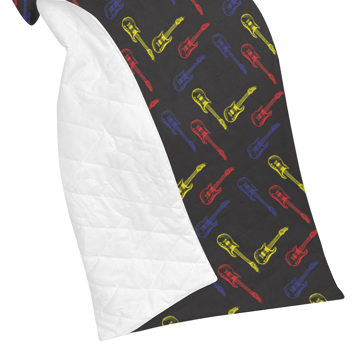Electric Guitar Pattern Print Design 03 Premium Quilt