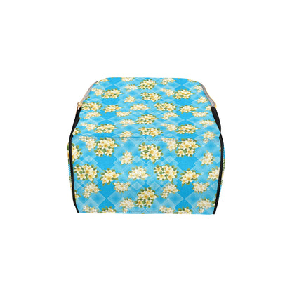 Yellow Plumeria Design Print Pattern Diaper Bag Backpack