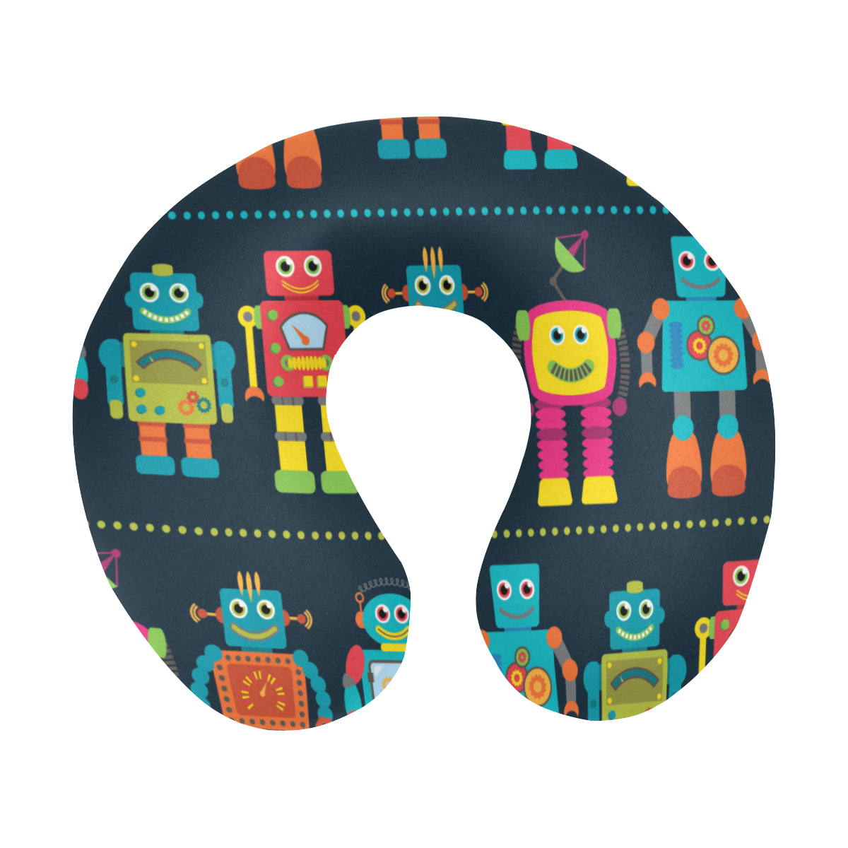 Robot Pattern Print Design A01 U-Shaped Travel Neck Pillow