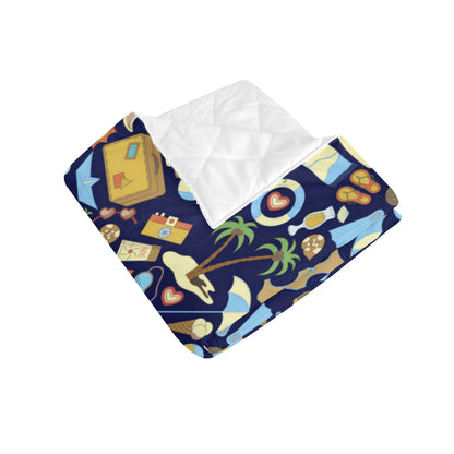 Beach Themed Pattern Print Design 04 Premium Quilt