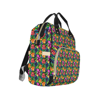 Tropical Folower Colorful Print Diaper Bag Backpack