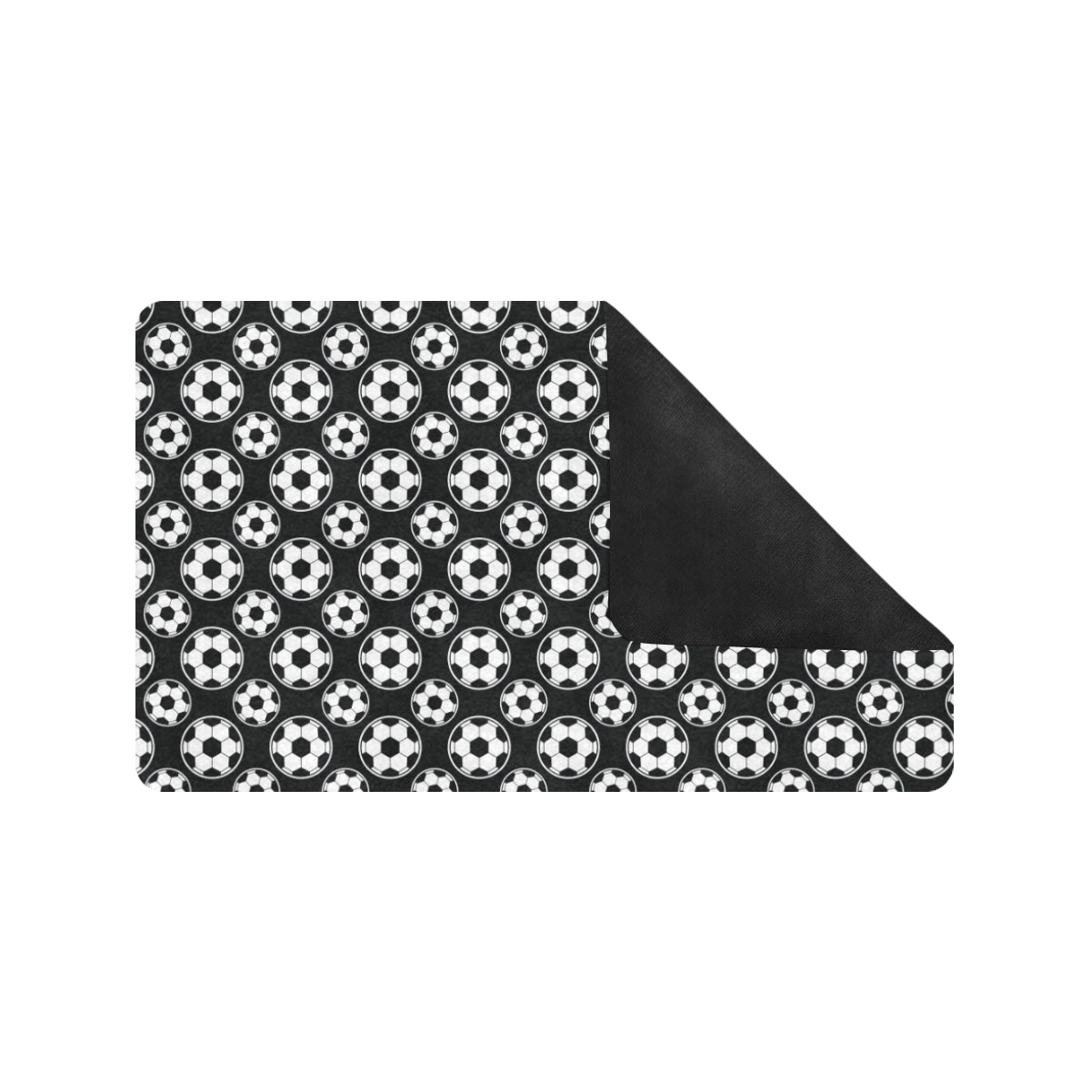 Soccer Ball Black Print Pattern Rubber Doormat