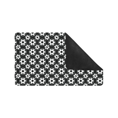 Soccer Ball Black Print Pattern Rubber Doormat