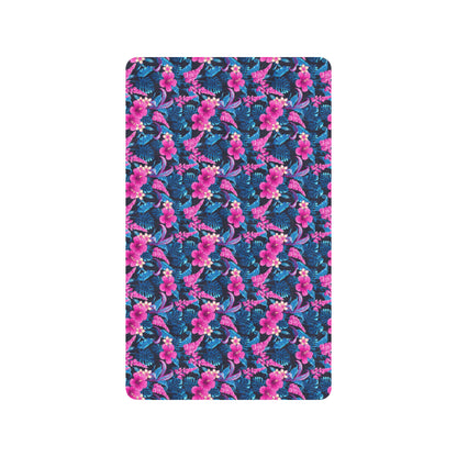 Tropical Folower Pink Themed Print Rubber Doormat