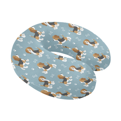 Beagle Pattern Print Design 02 U-Shaped Travel Neck Pillow