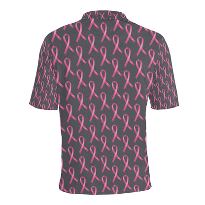 Breast Cancer Awareness Pattern Men Polo Shirt