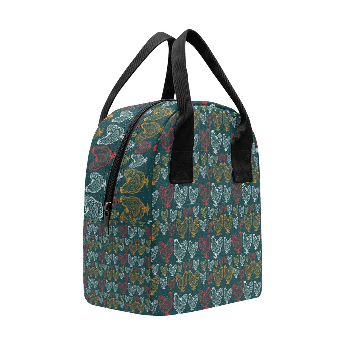 Rooster Hand Draw Design Insulated Lunch Bag