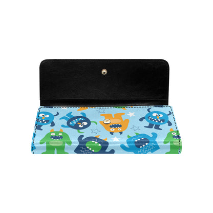 Monster Cartoon Pattern Print Design 04 Women's Trifold Wallet