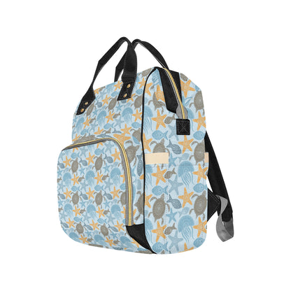 Polynesian Jellyfish Turtle Print Diaper Bag Backpack