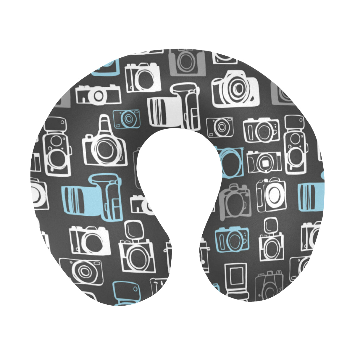 Camera Pattern Print Design 04 U-Shaped Travel Neck Pillow