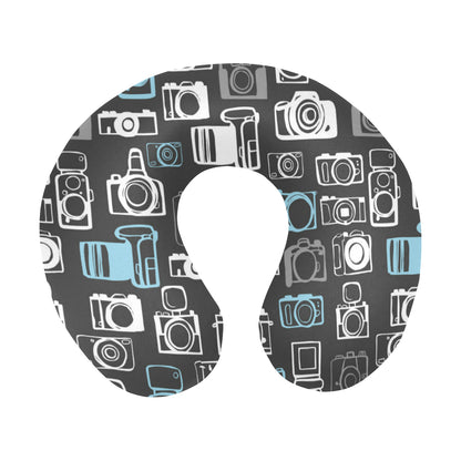 Camera Pattern Print Design 04 U-Shaped Travel Neck Pillow