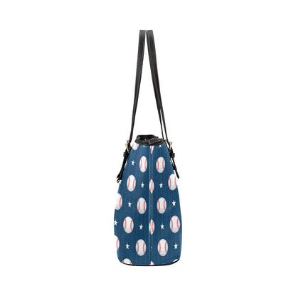 Baseball Star Print Pattern Leather Tote Bag