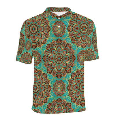 Medallion Pattern Print Design 02 Men Polo Shirt