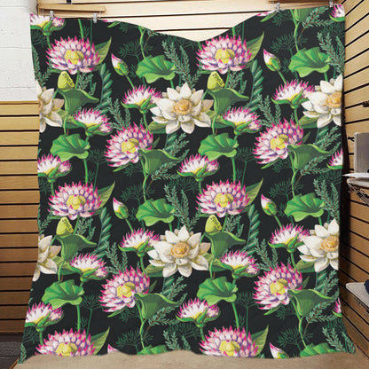 Water Lily Pattern Print Design WL010 Premium Quilt