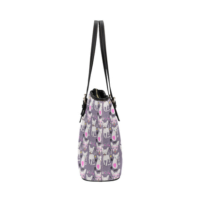 Chihuahua Happy Pattern Leather Tote Bag