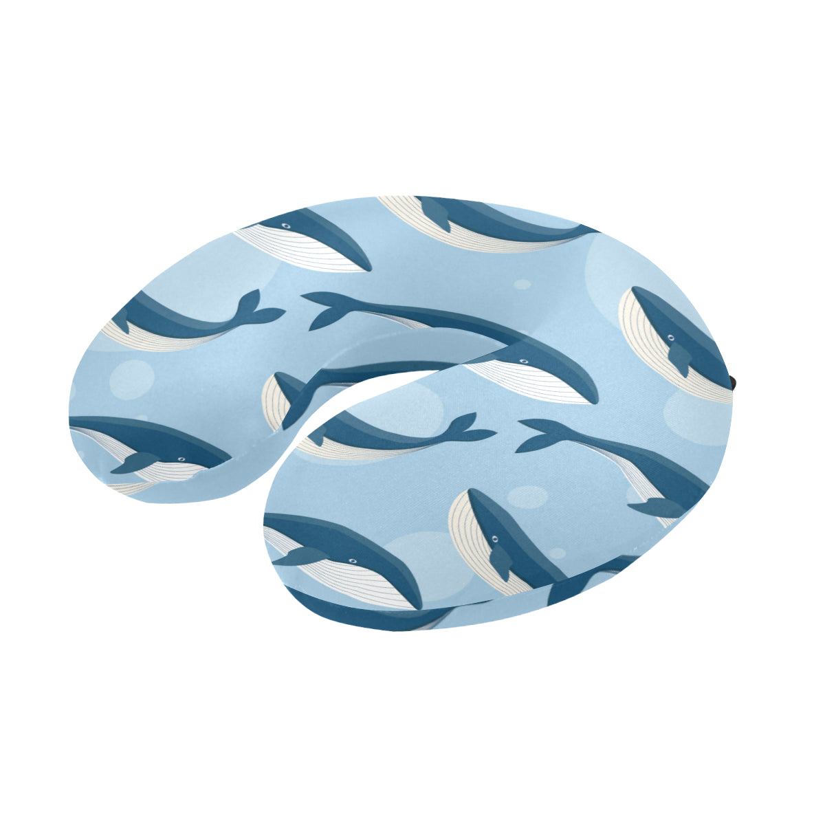 Blue Whale Pattern Print Design 02 U-Shaped Travel Neck Pillow