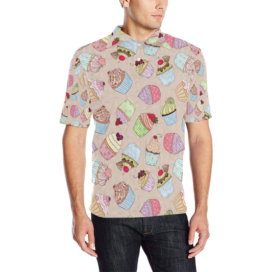 Cupcake Pattern Print Design CP06 Men Polo Shirt