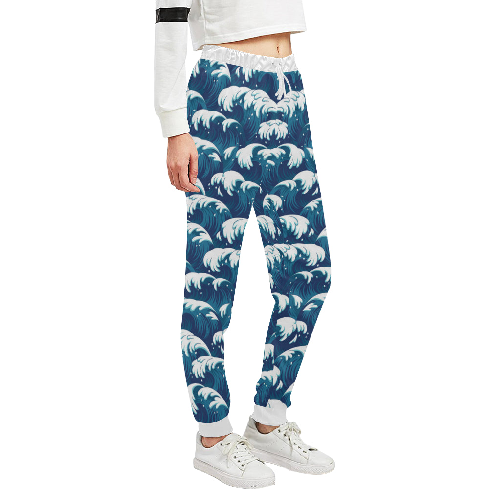 Ocean Wave Pattern Print Unisex Sweatpants