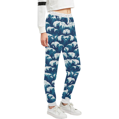 Ocean Wave Pattern Print Unisex Sweatpants