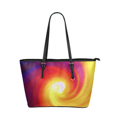 Vortex Twist Swirl Flame Themed Leather Tote Bag