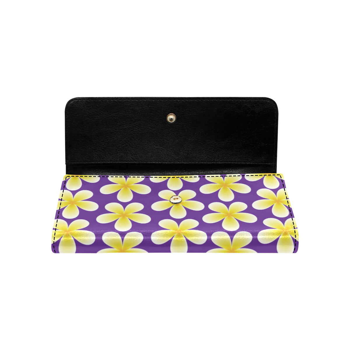 Yellow Plumeria Pattern Print Design PM05 Women's Trifold Wallet