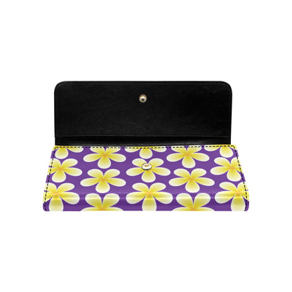 Yellow Plumeria Pattern Print Design PM05 Women's Trifold Wallet