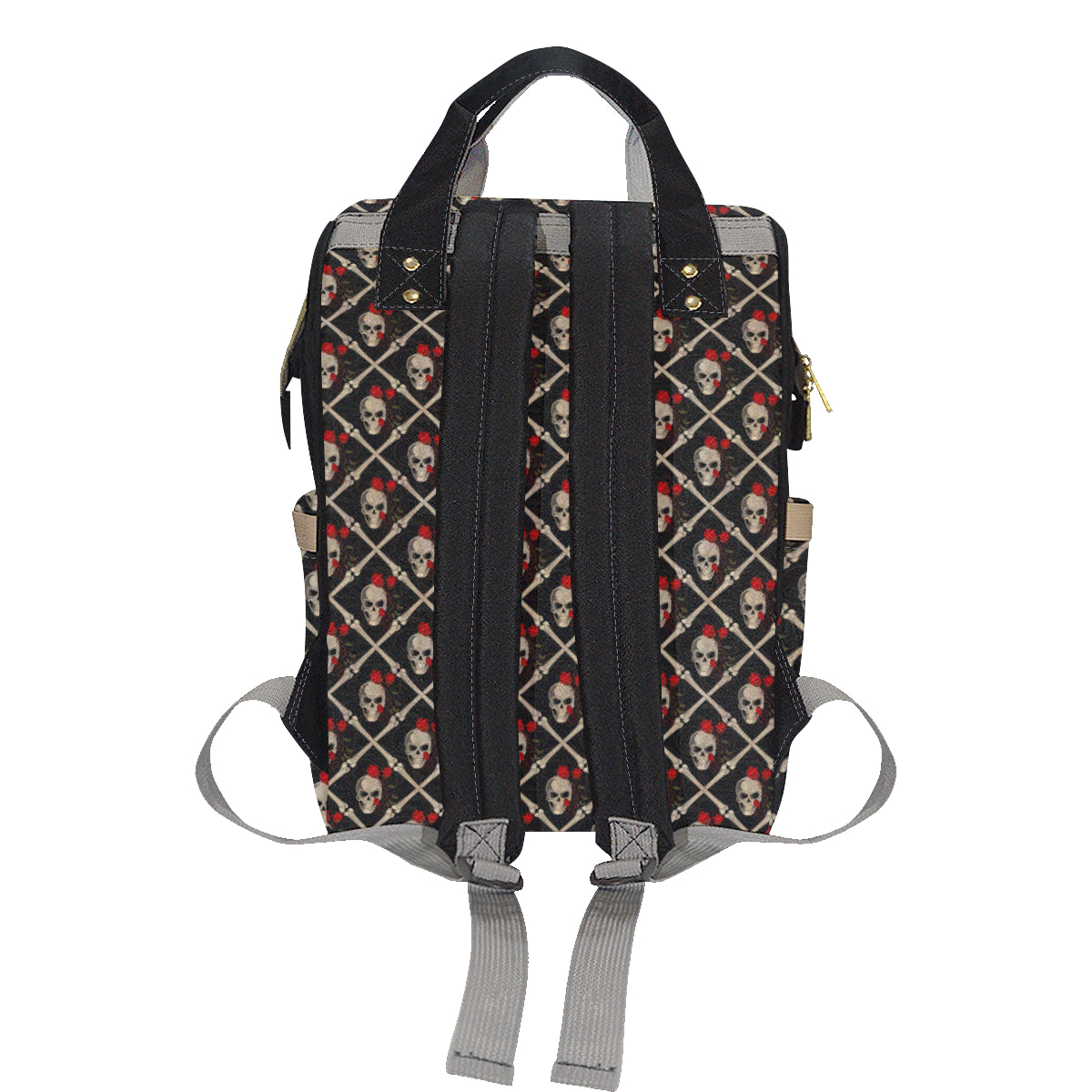 Skull Roses Bone Design Themed Print Diaper Bag Backpack