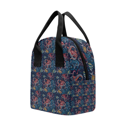 Octopus Deep Sea Print Themed Insulated Lunch Bag