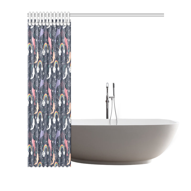 Narwhal Pattern Print Design 01 Shower Curtain