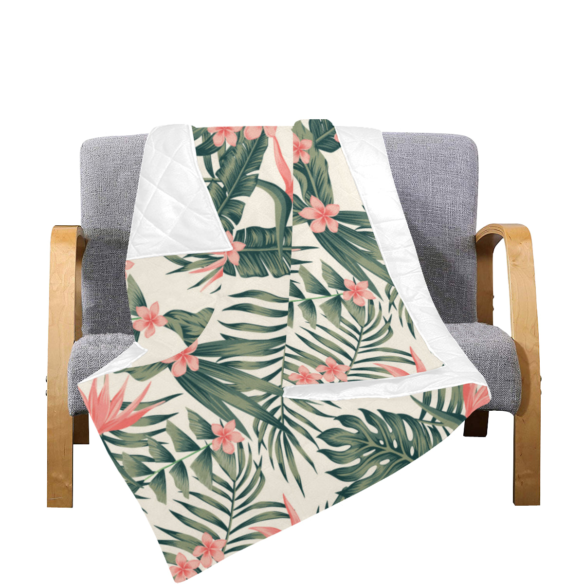 Tropical Flower Palm Leaves Premium Quilt