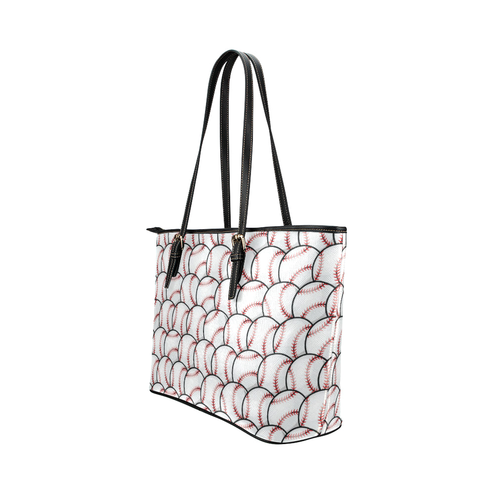 Baseball Pattern Leather Tote Bag