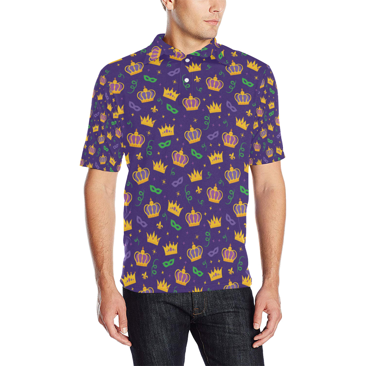 Mardi Gras Pattern Print Design 03 Men Polo Shirt