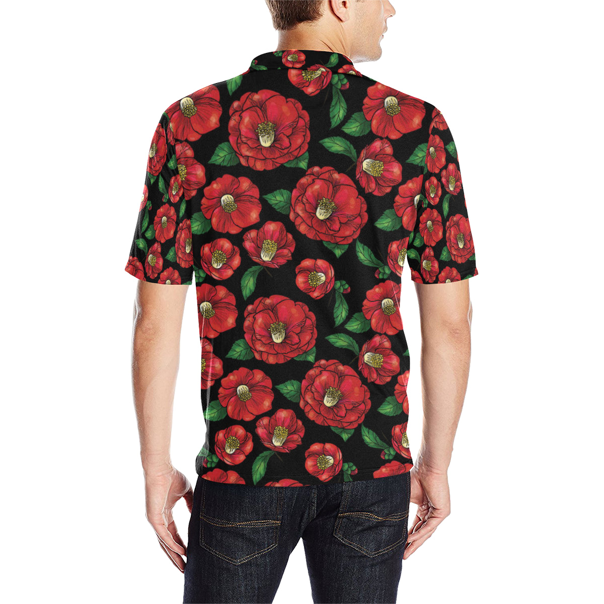Camellia Pattern Print Design CM07 Men Polo Shirt