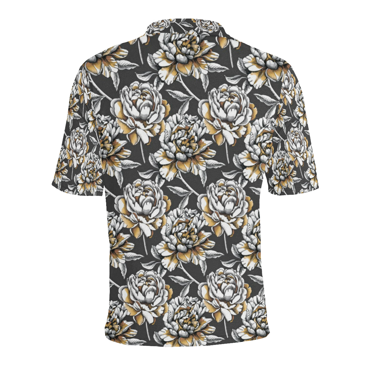 Peony Pattern Print Design PE06 Men Polo Shirt