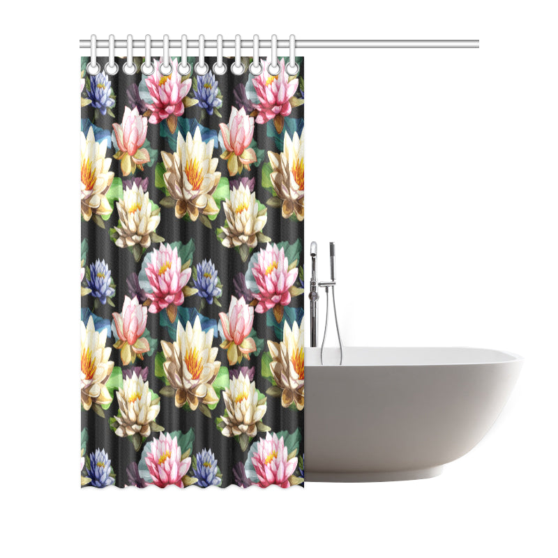 Water Lily Pattern Print Design WL02 Shower Curtain
