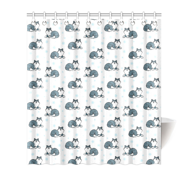 Alaskan Malamute Pattern Print Design 03 Shower Curtain