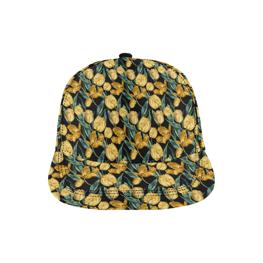 Elegant Yellow Tulip Print Snapback Cap