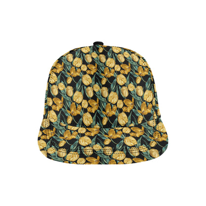 Elegant Yellow Tulip Print Snapback Cap