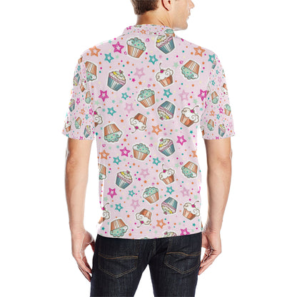 Cupcake Pattern Print Design CP03 Men Polo Shirt