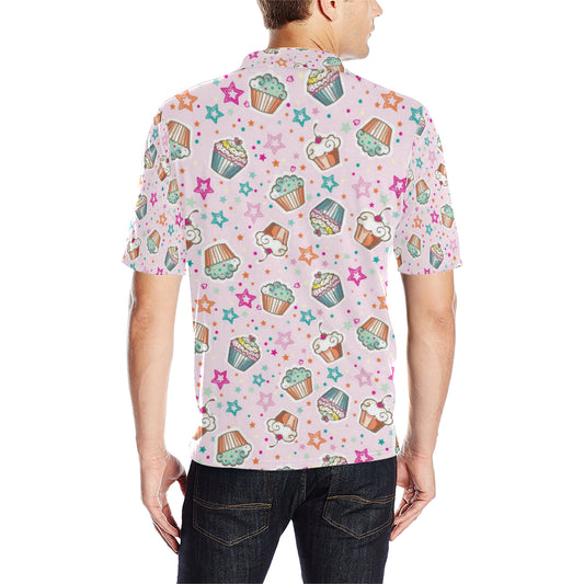 Cupcake Pattern Print Design CP03 Men Polo Shirt