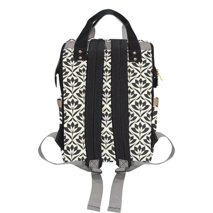 Lotus Pattern Print Diaper Bag Backpack