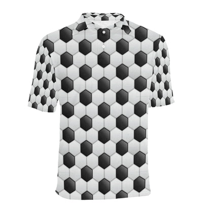 Soccer Ball Texture Print Pattern Men Polo Shirt